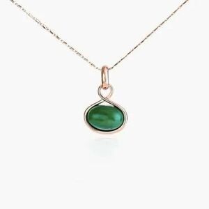 Ladies Oval Dark Green Opal Necklace